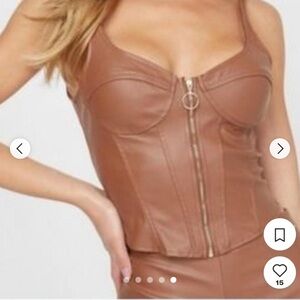 Guess Womens Danessa PU Bustier crop top NWT size S